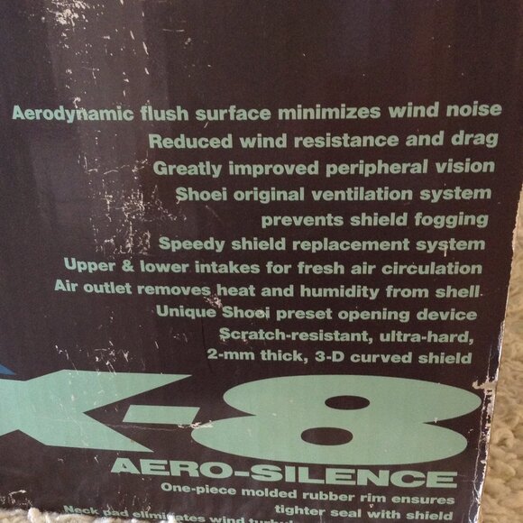 VTG SHOEI X8 Aero Silence Motorcycle Helmet; Crotch Rocket, Moto-Cross Racing. - Picture 11 of 11